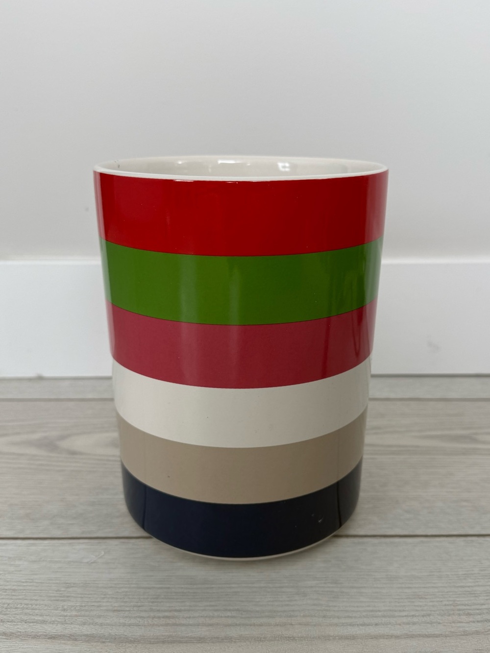 kate spade Striped Ceramic Utensil Holder in Navy, Pink, Green, Cream, Tan, Red